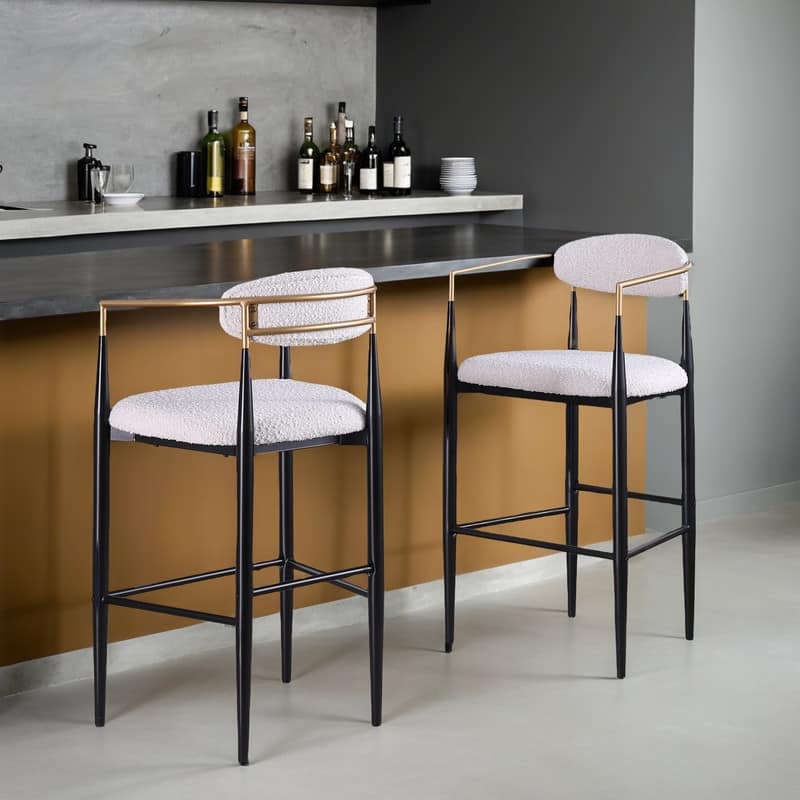 Barstools Set of 2, Counter Height Upholstered Bar Stools with Backs and Iron Legs for Kitchen Island,