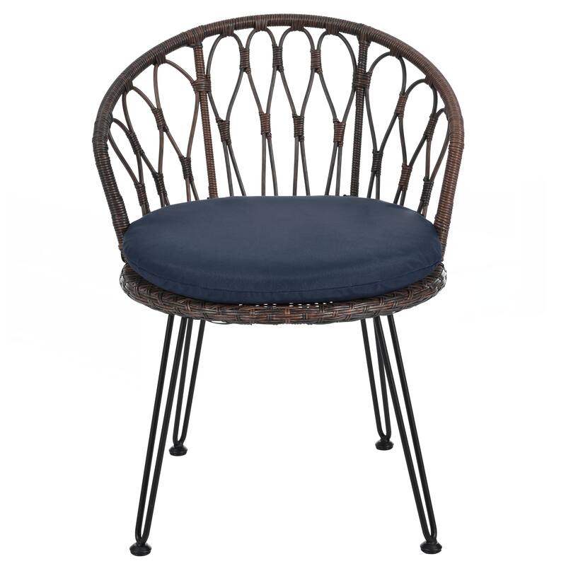 2 Rattan Single Chairs with A Glass Round Table