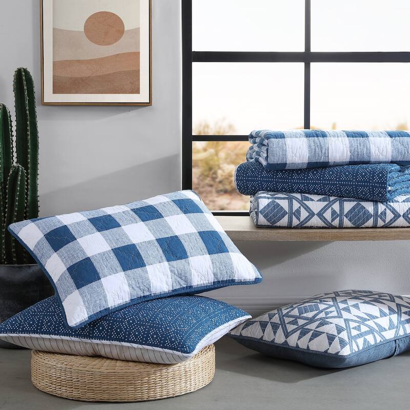 Wrangler Flagstaff Check Blue Cotton Quilt Set Bed Bath & Beyond