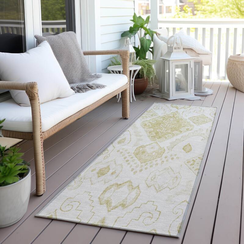 Machine Washable Indoor/ Outdoor Chantille Global Boho Rug - Beige - 2'3" x 7'6"