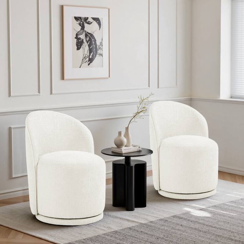 UIXE 2 Set Modern Upholstered Swivel Armless Side Dining Chairs