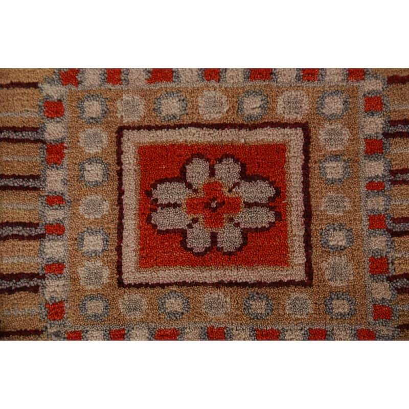 All-Over Gray Oushak Indian Large Rug Hand-Knotted Wool Carpet - 11'11" x 14'7"