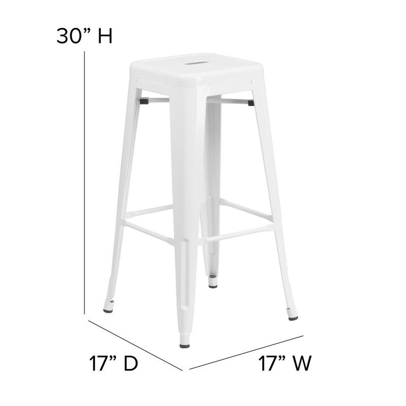 4 Pack 30" High Backless Metal Indoor-Outdoor Barstool with Square Seat