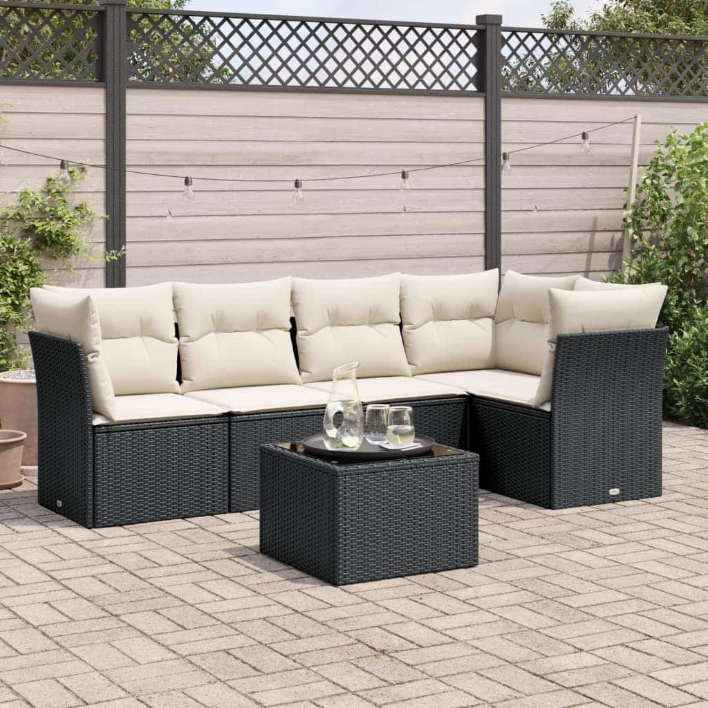 vidaXL Garden Sofa Set Black, Cream white - 21.7 x 21.7 x 14.6