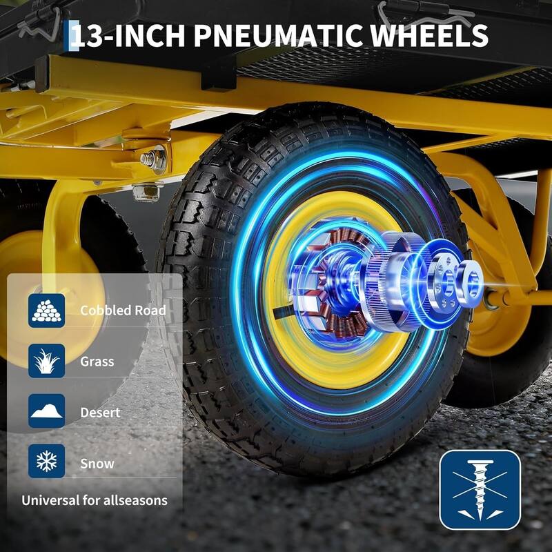 3-in-1 Convertible Yard Wagon 1500-lb Capacity 13In All-Terrain Tires and Removable Mesh Panels Black