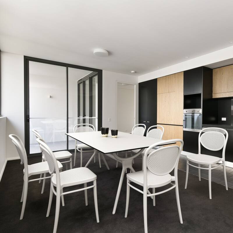 33.5" White Stackable Outdoor Patio Armless Chair