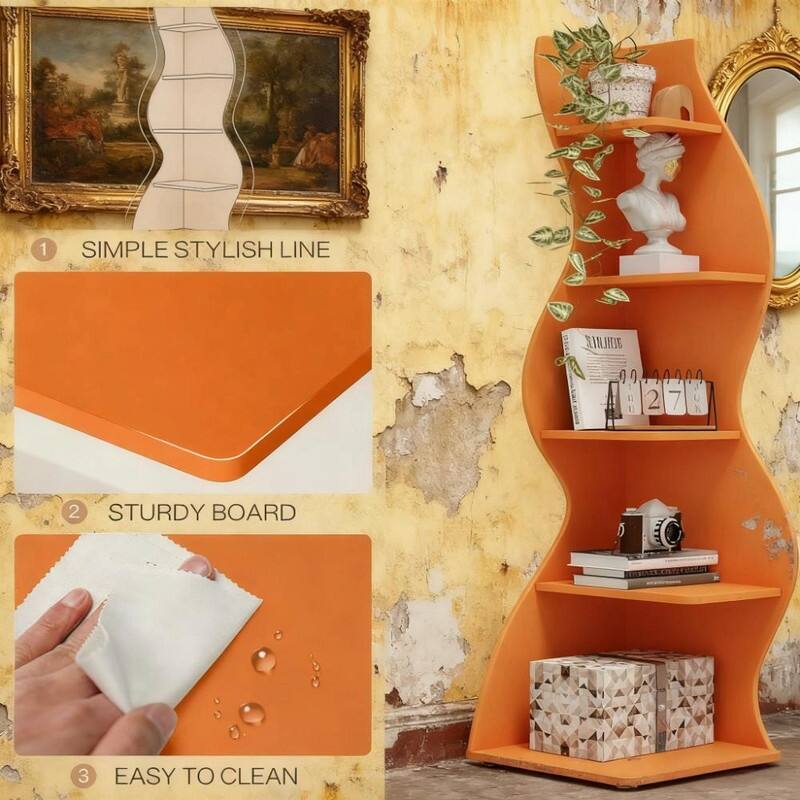5-Tier Corner Wall Bookshelf - Storage Rack and Plant Stand