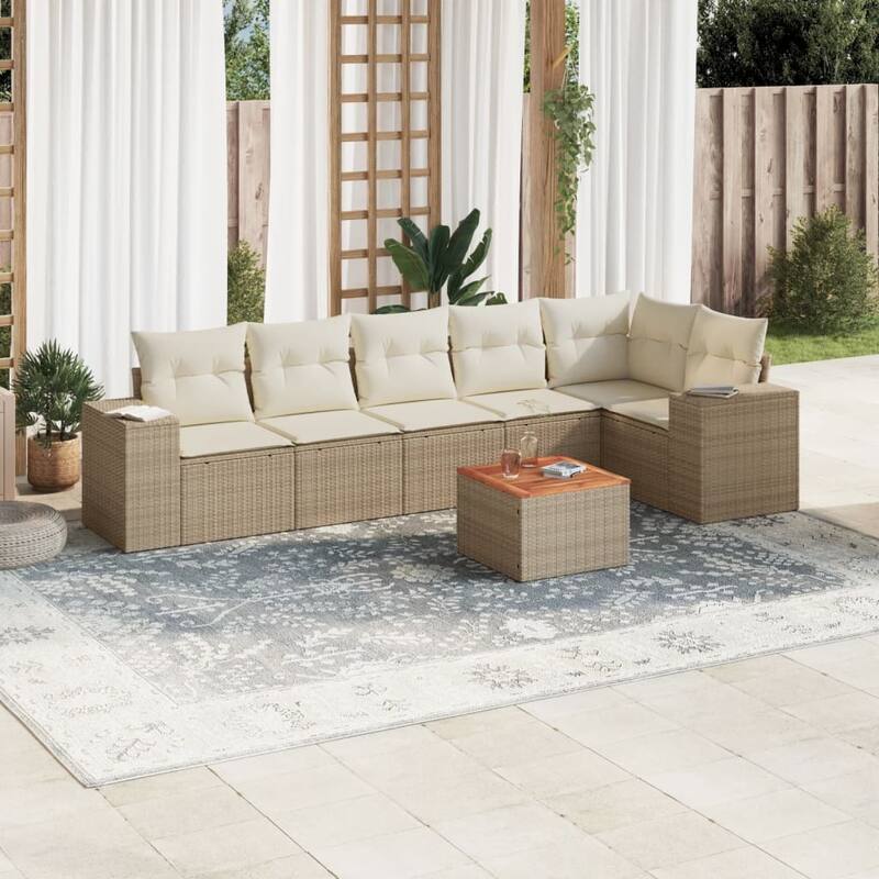 vidaXL Garden Sofa Set Black - 21.7 x 21.7 x 14.6 - Beige