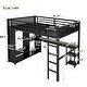 preview thumbnail 16 of 22, Black Metal Loft Bed Frame with Built-In Wardrobe, Desk and Shelves