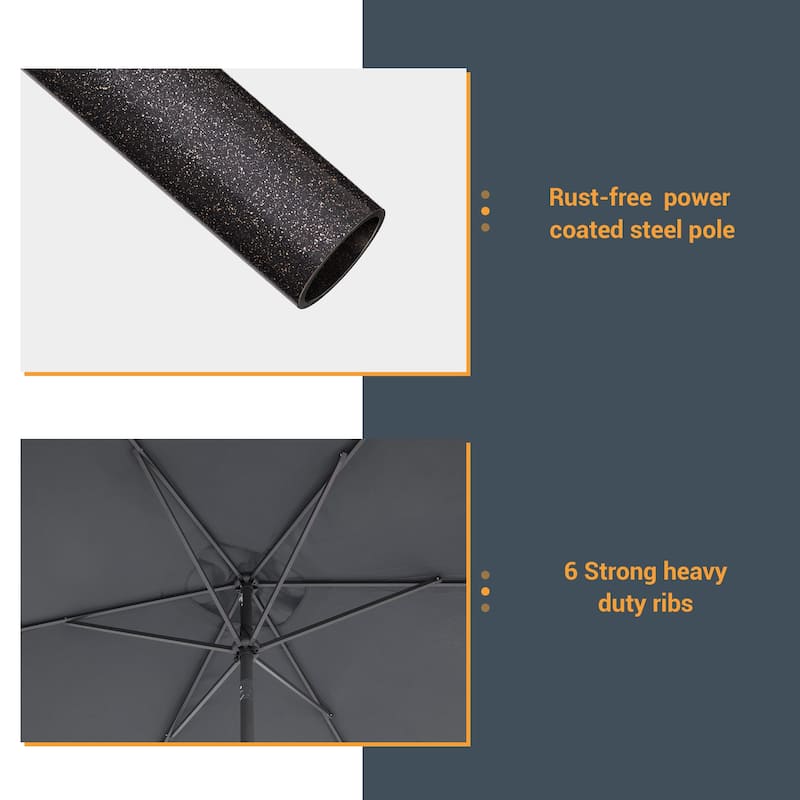 LIVOOSUN 10 x 6.5ft Outdoor Market Patio Umbrella w/Tilt and Crank