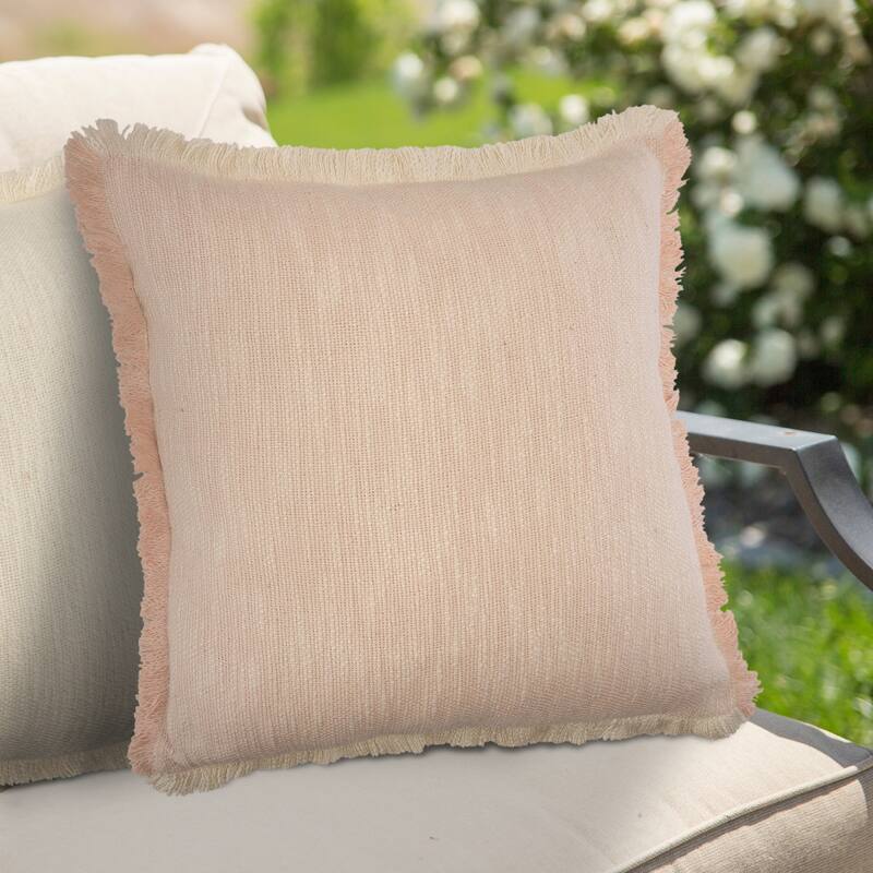 Sevita Two-Tone Cotton Fringe Throw Pillow