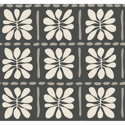 York Wallcoverings Mimosa Fleur Carbon Black Wallpaper