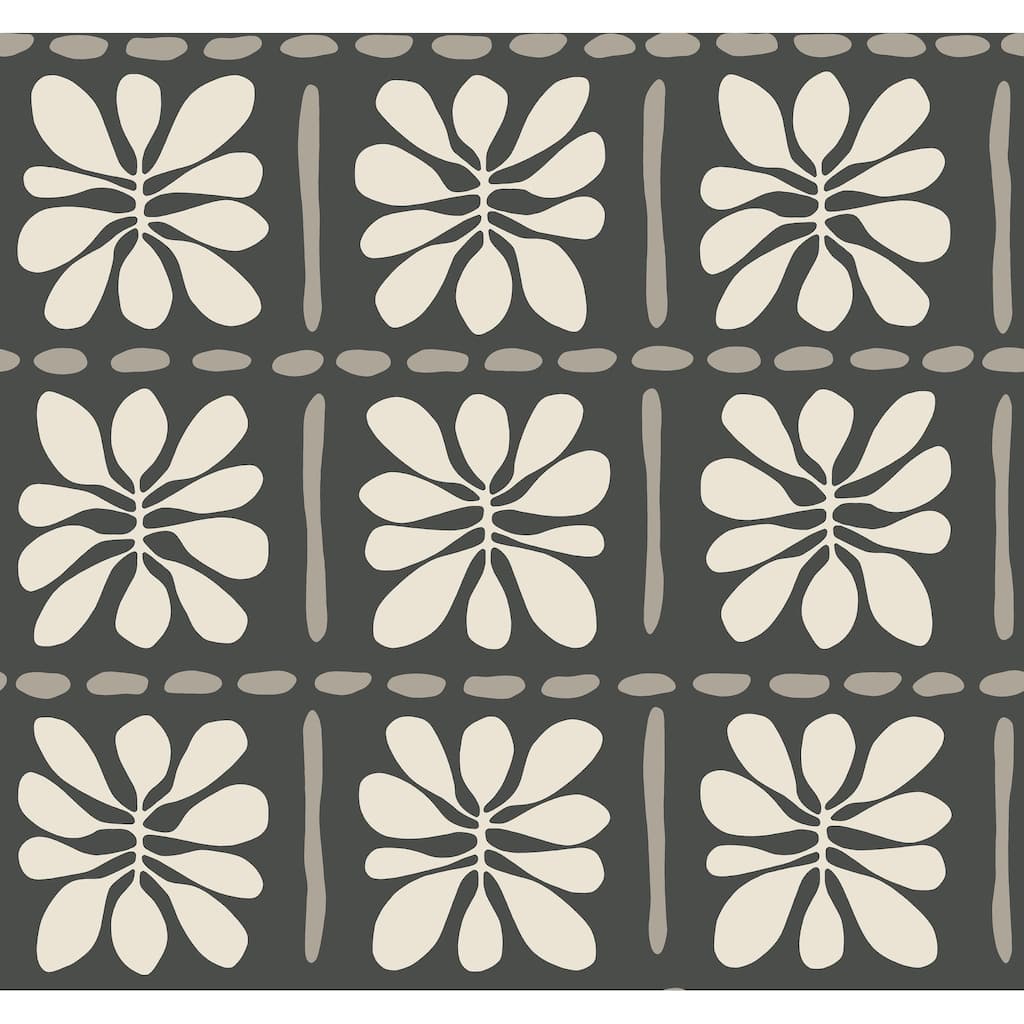 York Wallcoverings Mimosa Fleur Carbon Black Wallpaper
