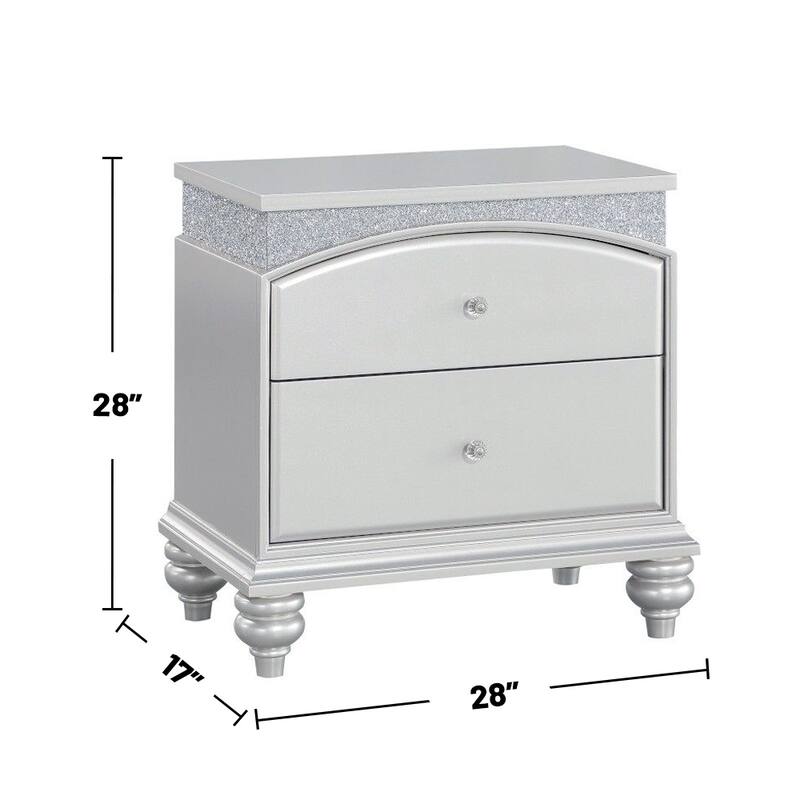 2 Drawers Wooden Nightstand