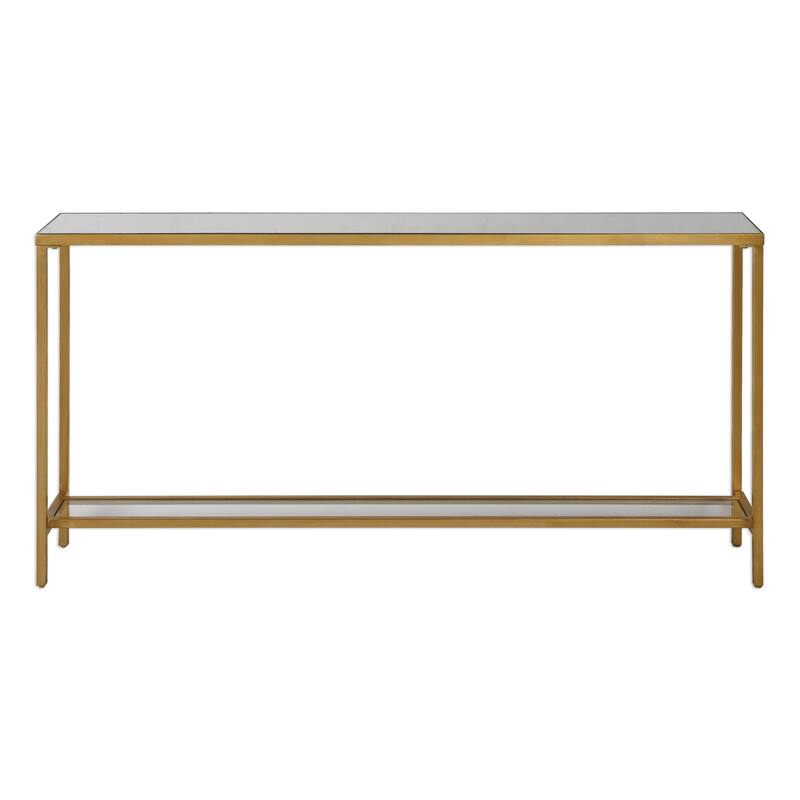 Uttermost Hayley 60 Inch Wide Metal Console Table with Mirrored Top - Antiqued Gold Leaf