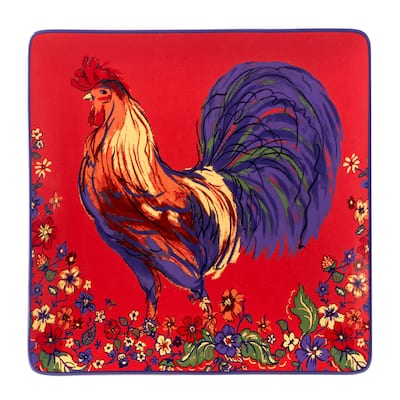 Certified International Morning Rooster Square Platter - 12.5" x 12.5" x 1.25"