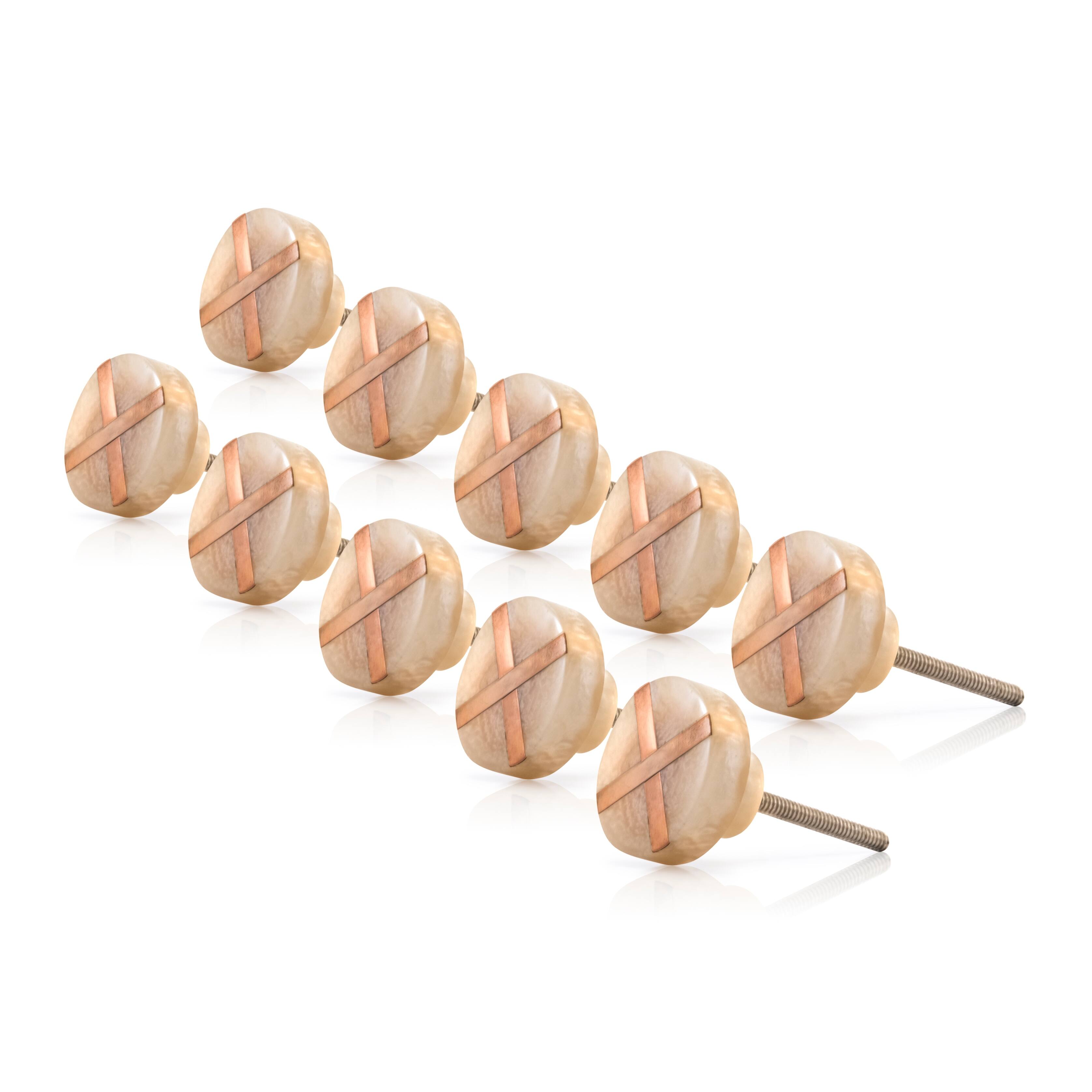 10pcs Frosted Marble Style Round Peach Resin Knobs For Kitchen Dresser Drawer Knob