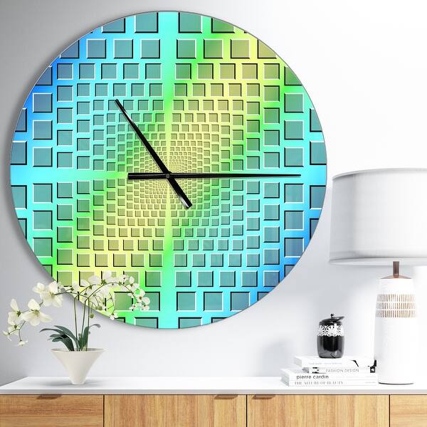 slide 2 of 9, Designart 'Purple Optical Illusion' Oversized Contemporary Wall CLock 23 in. wide x 23 in. high