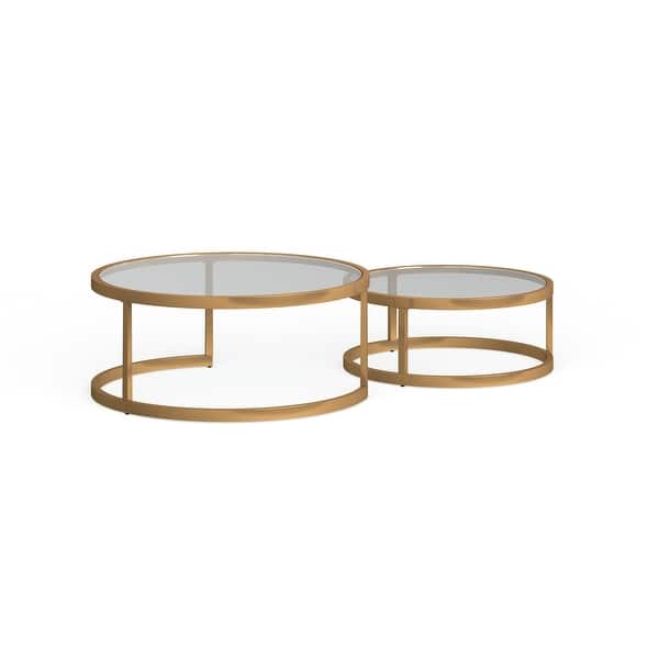 slide 17 of 19, SEI Furniture Grant Glam Gold 2-piece Nesting Cocktail Table Set Gold - Metal/Glass