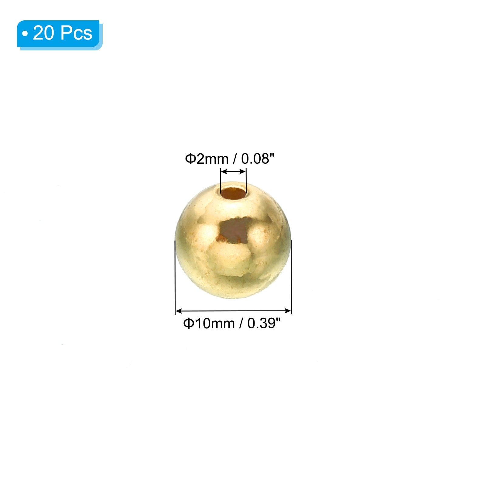 Brass Loose Balls, Smooth Round Spacer Beads for Craft Metal Seamless Ball Beads for DIY Bracelet Necklace Jewelry Making