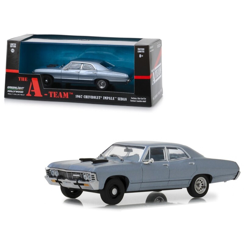 shop 1967 chevrolet impala sedan steel blue the a team 1983 1987 tv series 1 43 diecast model car by greenlight on sale overstock 25486913 overstock com