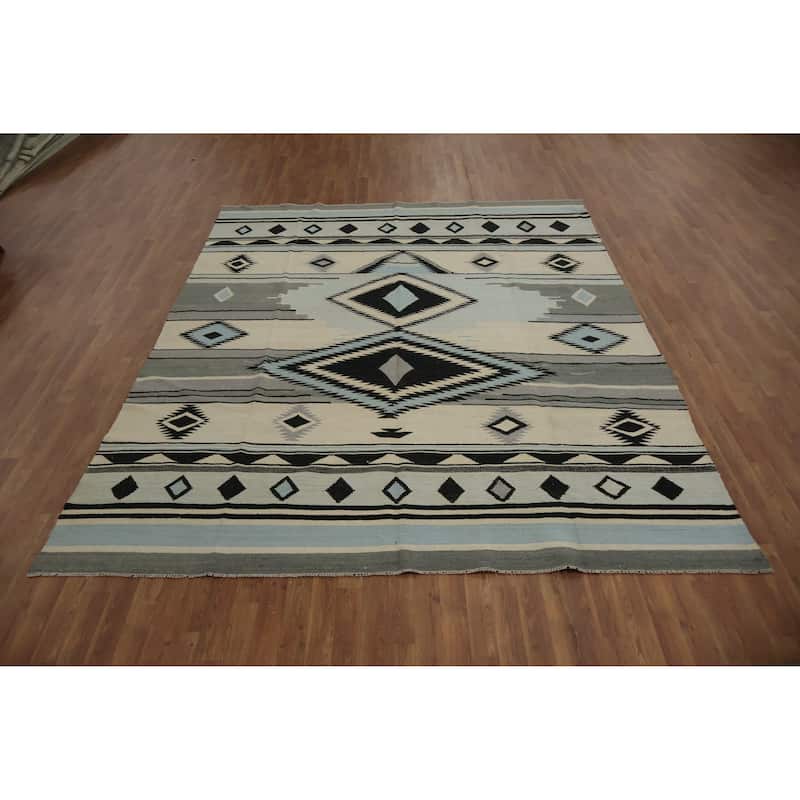 Hand Woven Oriental 100% Wool Carpet Southwestern Tribal Multi-Colored Kilim Area Rug - 10' 3'' X 8' 1''