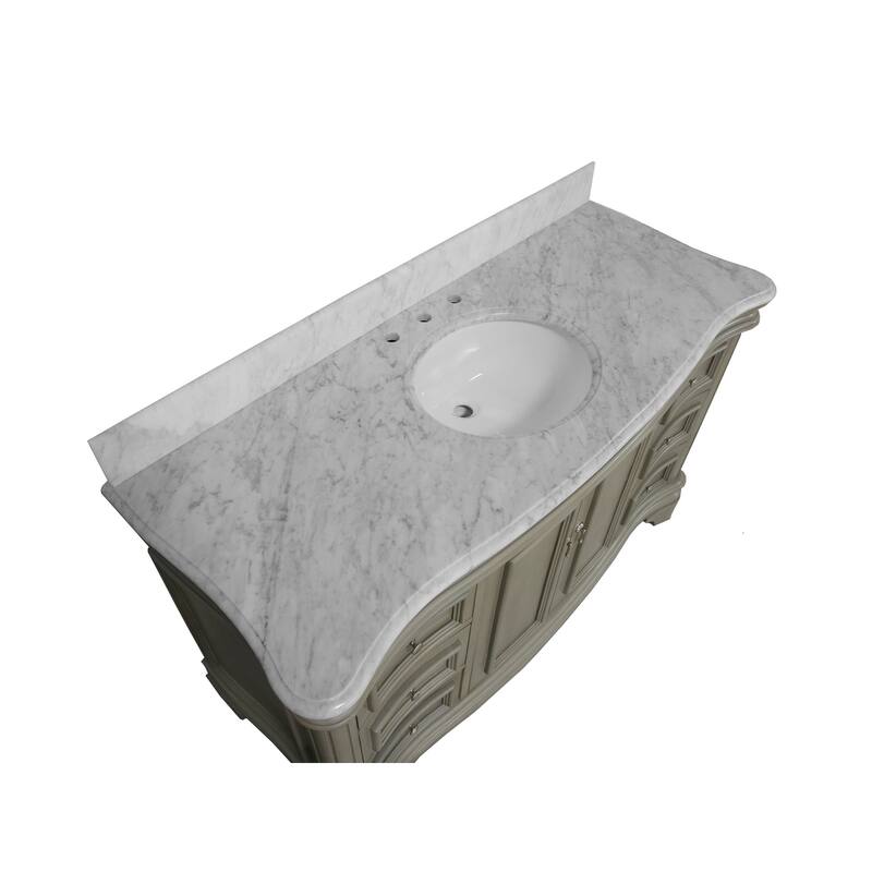 KitchenBathCollection Katherine 60" Single Bathroom Vanity with Carrara Marble Top