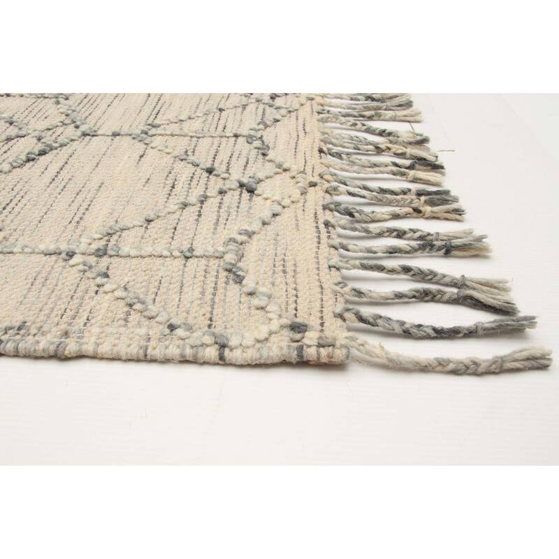 ECARPETGALLERY Braid weave Sienna Khaki Wool Rug - 5'1 x 7'11