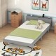 preview thumbnail 13 of 30, Twin Size Bed Frame with Storage Headboard and USB Ports, Kids Twin Bed with Support Slat, Wooden Twin Platform Bed for Bedroom