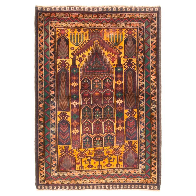 ECARPETGALLERY Hand-knotted Teimani Burgundy Wool Rug - 3'0 x 4'6