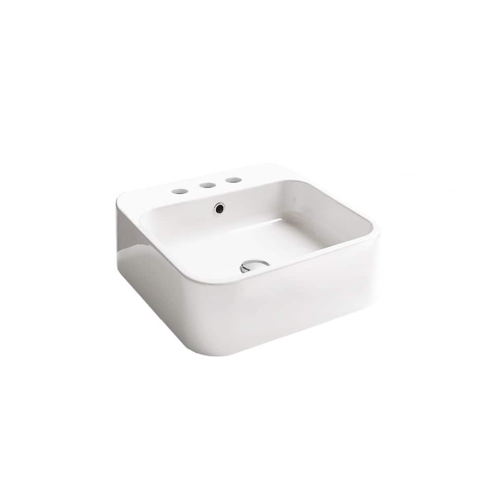 WS Bath Collections Cosa 18-7/8" Square Ceramic Vessel or Wall Mounted