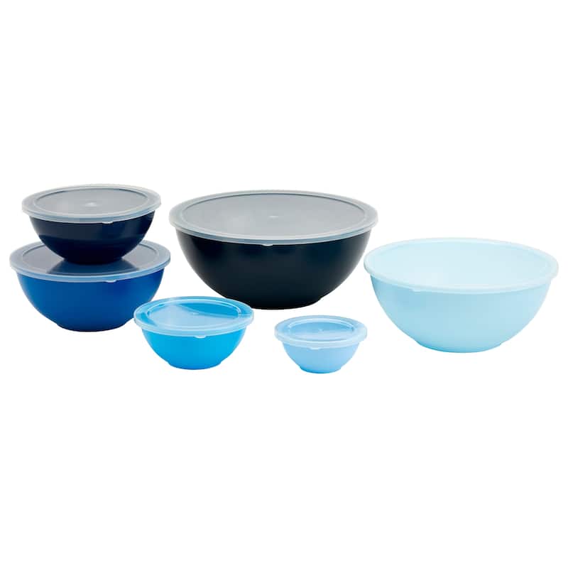 12 Piece Mixing Bowl Set with Lids, Blue