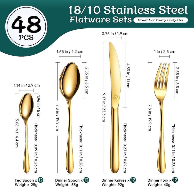 vancasso 18/10 Stainless Steel Silverware Set, Flatware Service for 6 or 12