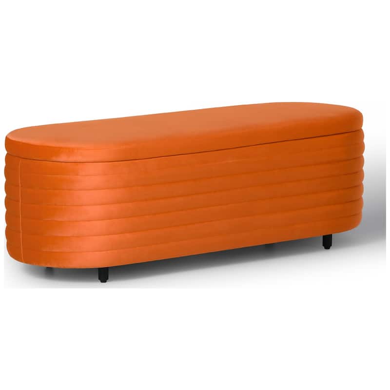 Farrah Velvet Polyester Flip Top Storage Ottoman - 54"