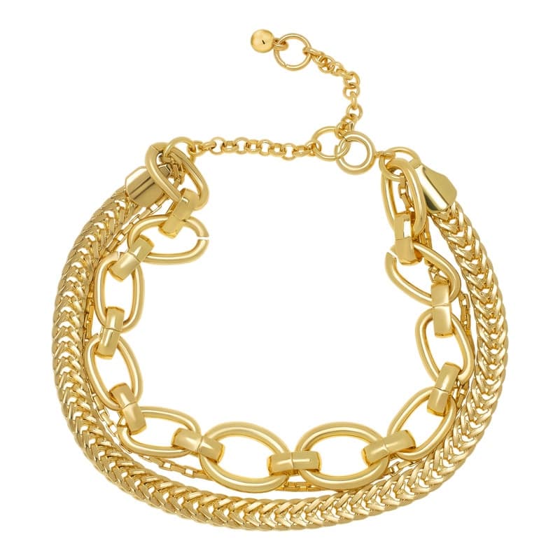Victoria Townsend Yellow Gold Plated 3 Row Link Bracelet