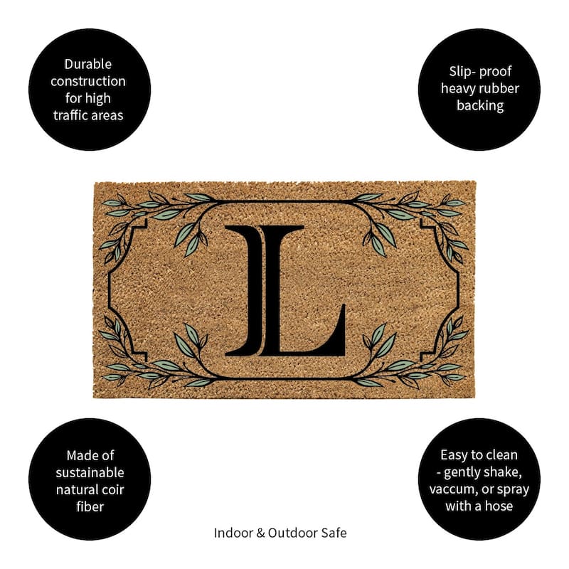 28 in. x 16 in. Monogram Coir Mat, Letter "L"