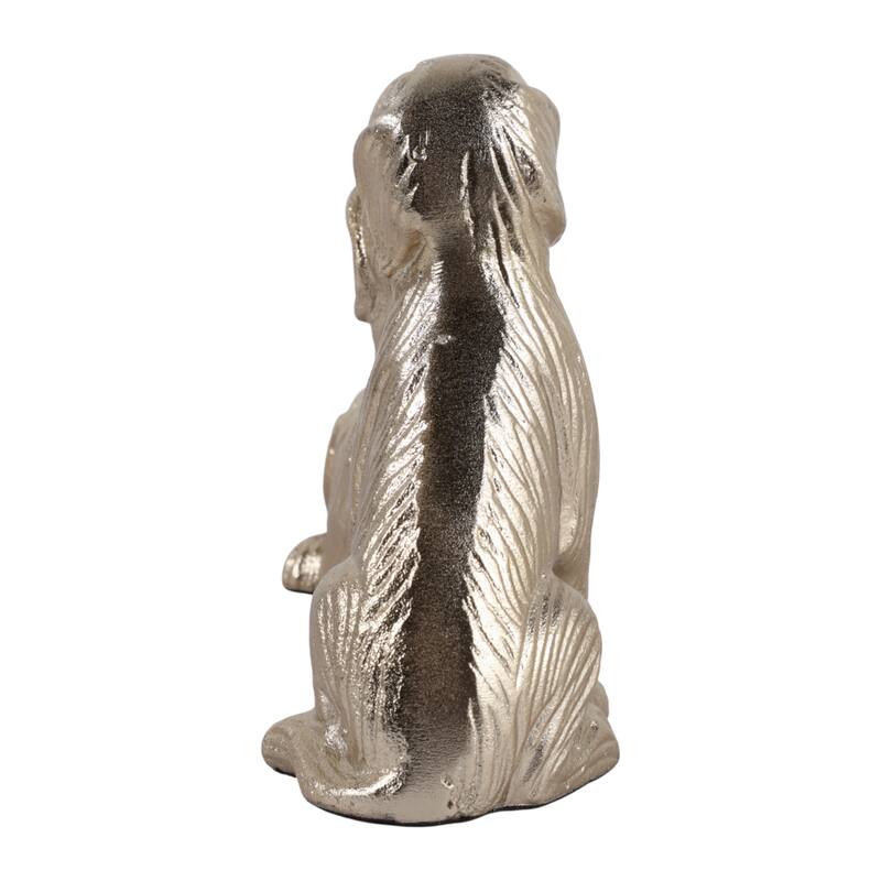 Cute Kissing Dogs Statue Figurine - Decorative Sculpture - 10", Gold - 9.75"