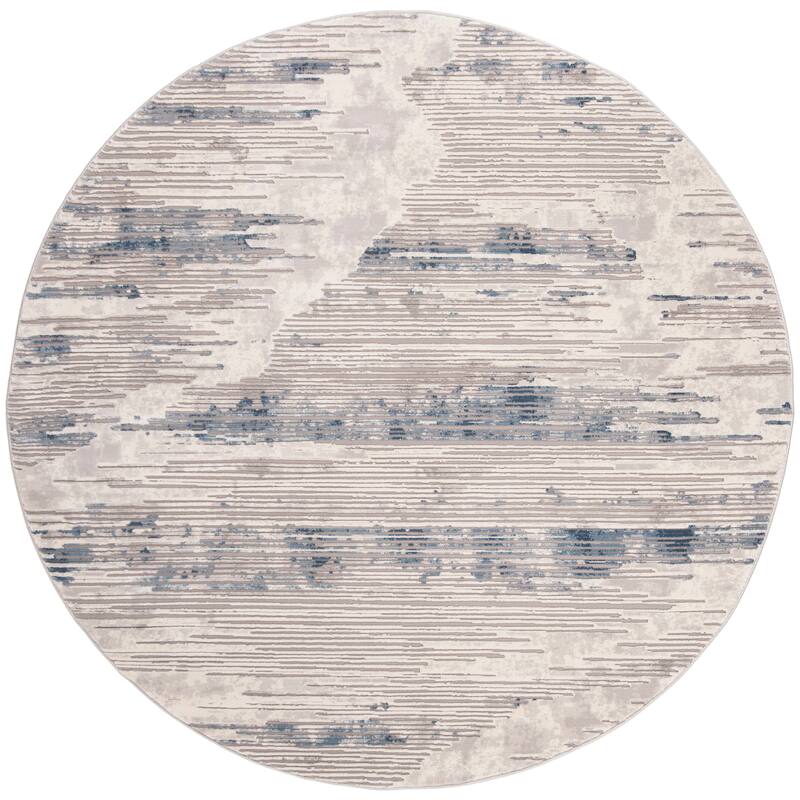 SAFAVIEH Meadow Giantvigka Modern Abstract Rug - 6'7" Round - Grey/Ivory