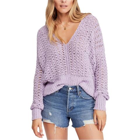 Free People Womens The Best of You Pullover Sweater, Purple, Medium