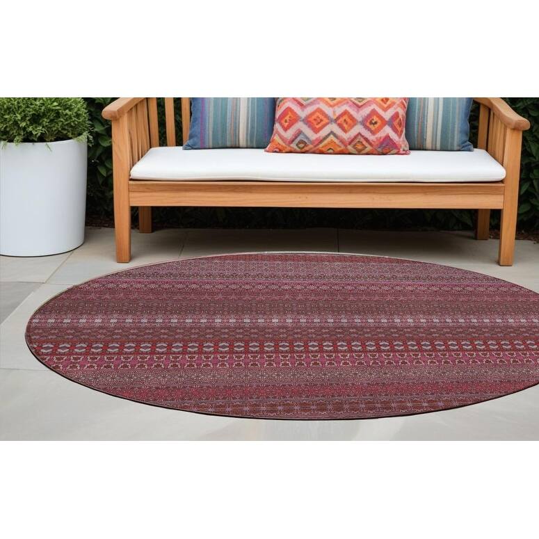Alvaso Stripe Weather Resistant Blended Style Outdoor Rug - 8' Round - Purple