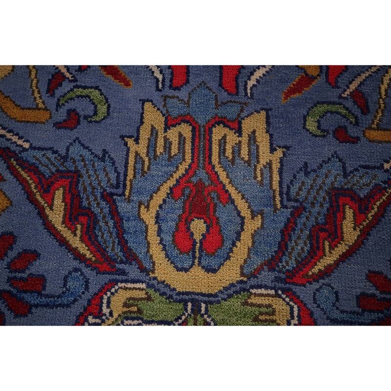 Animals Design Blue Ziegler Oriental Area Rug Handmade Wool Carpet - 8'0"x 15'8"