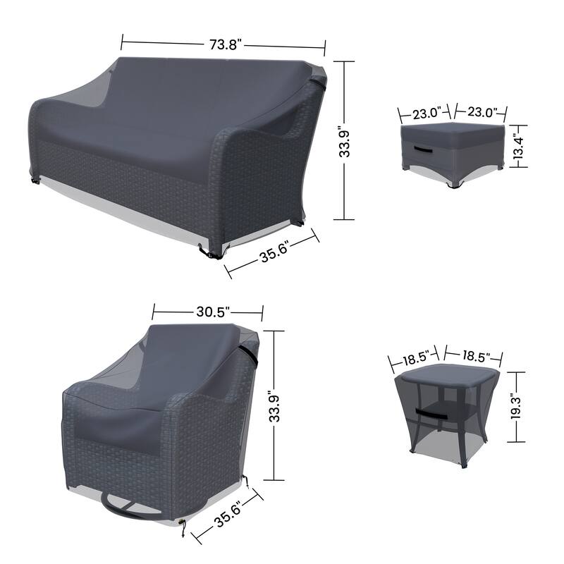 Forever Patio Outdoor Sofa Seating Group Furniture Cover Set (Set of 6) - 33 x 72 x 34