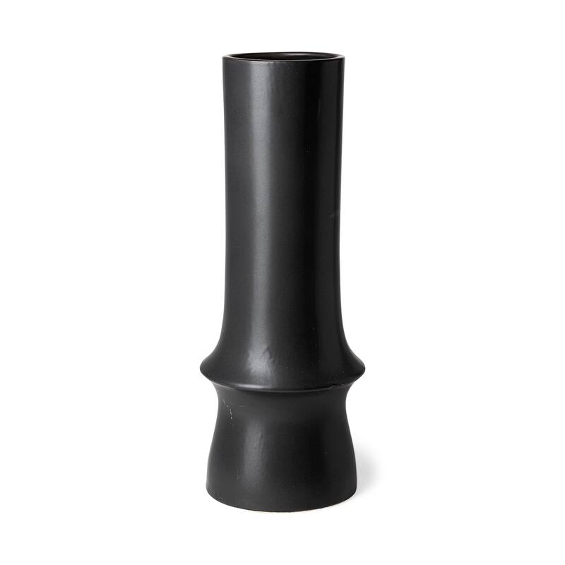 Laforge 5.5L x 5.5W x 9.4H White Ceramic Vase - 6.5L x 6.5W x 17.1H - Black