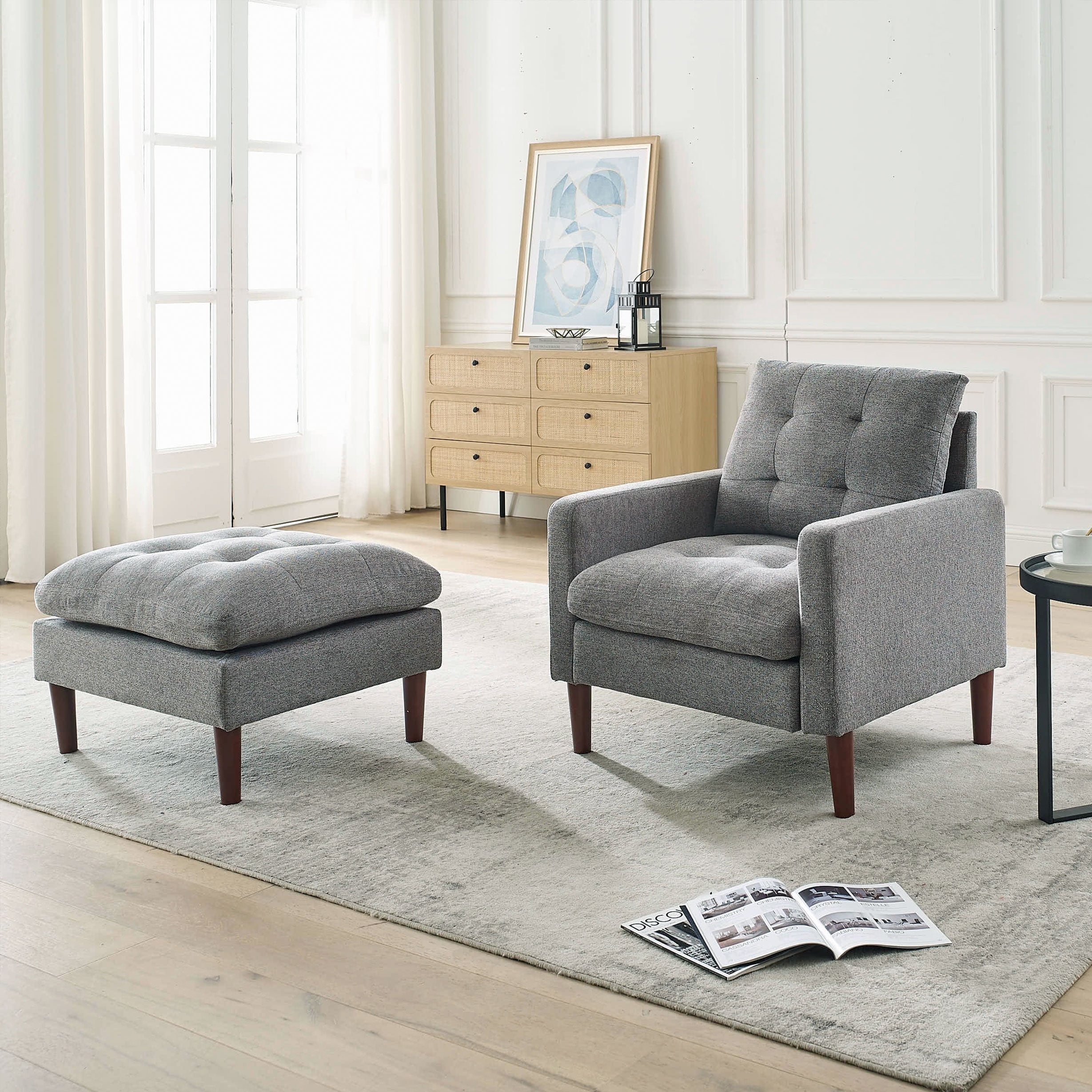 Sofa chair shop ottoman set