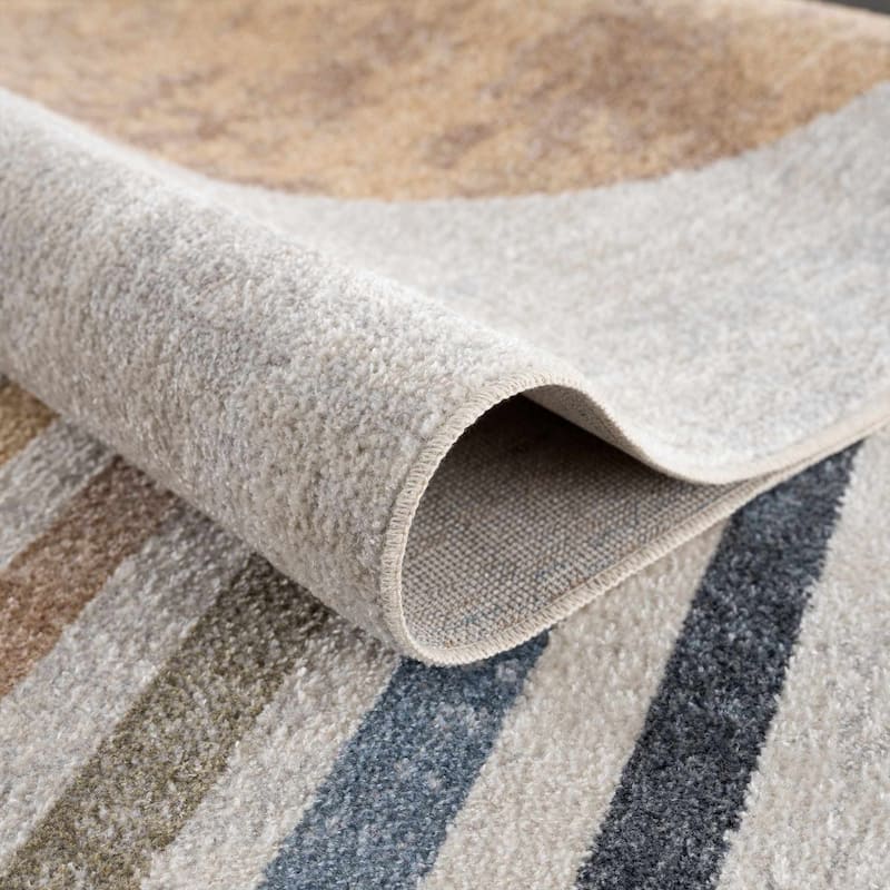 Hauteloom Giza Living Room, Bedroom Machine Washable Area Rug - Traditional - Dark Blue, Light Blue, Olive - 2' x 3'