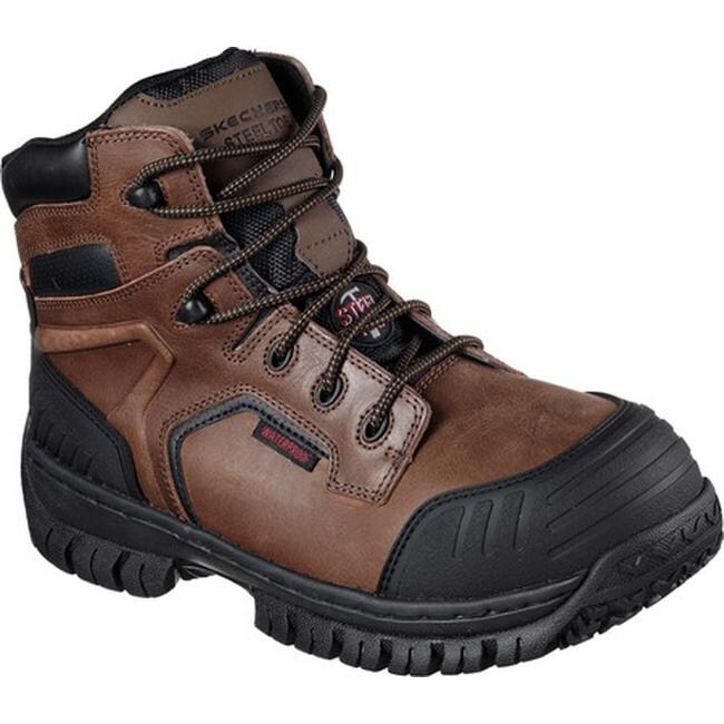 skechers steel toe slip on boots
