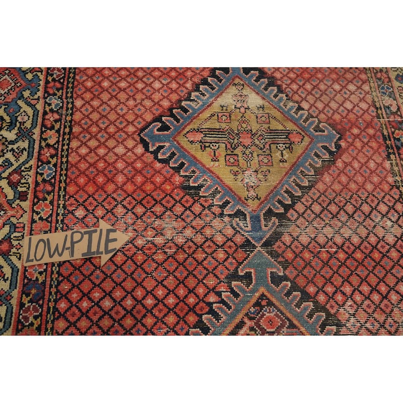 Hand Knotted Oriental 100% Wool Carpet Traditional Geometric Oranges & Rust Malayer Area Rug - 12' 8'' X 4' 9''