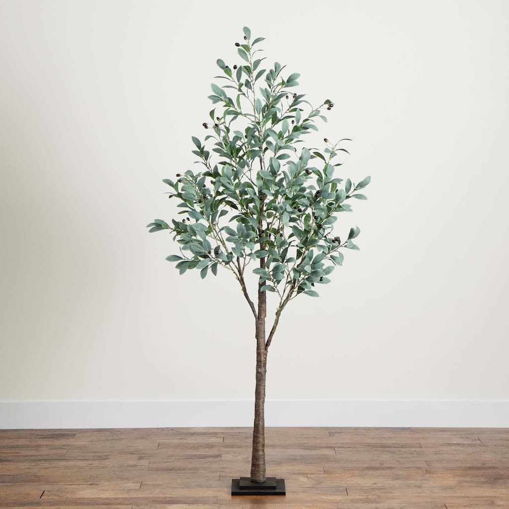 Pre-Lit Artificial Fruiting Olive Tree - 6' - Warm White LED Lights
