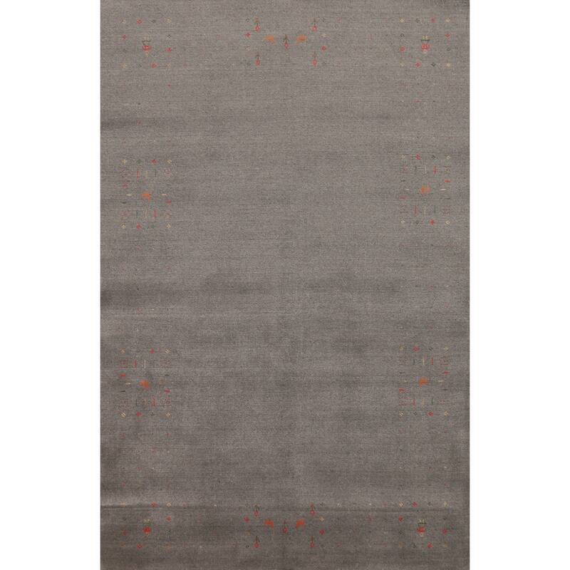 Hand Knotted Oriental 100% Wool Carpet Tribal Tribal Greys & Charcoal Gabbeh Area Rug - 8' 3'' X 5' 2''