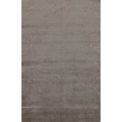 Hand Knotted Oriental 100% Wool Carpet Tribal Tribal Greys & Charcoal Gabbeh Area Rug - 8' 3'' X 5' 2''